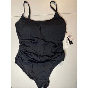 La Blanca Women's One Piece Swimsuit Island Goddess Shirred Side, 18W